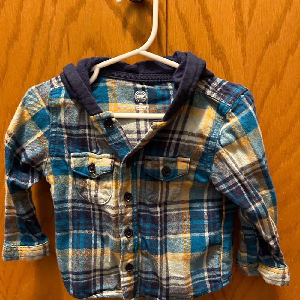 Toddler boys flannel with hood. Size 2T.